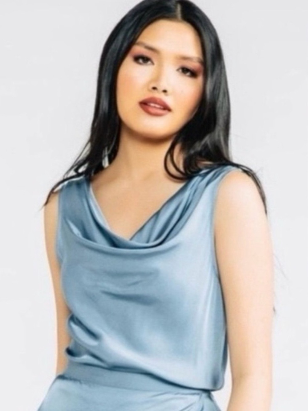 NWT Chloé Kristyn Chloe Satin Baby Blue Cami Tank $198- size 2X